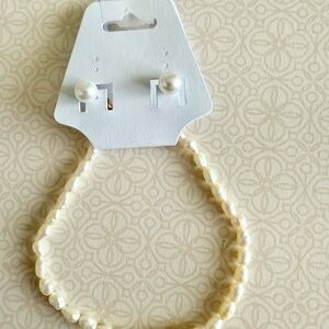 Faux Pearl Anklet and Earring Set